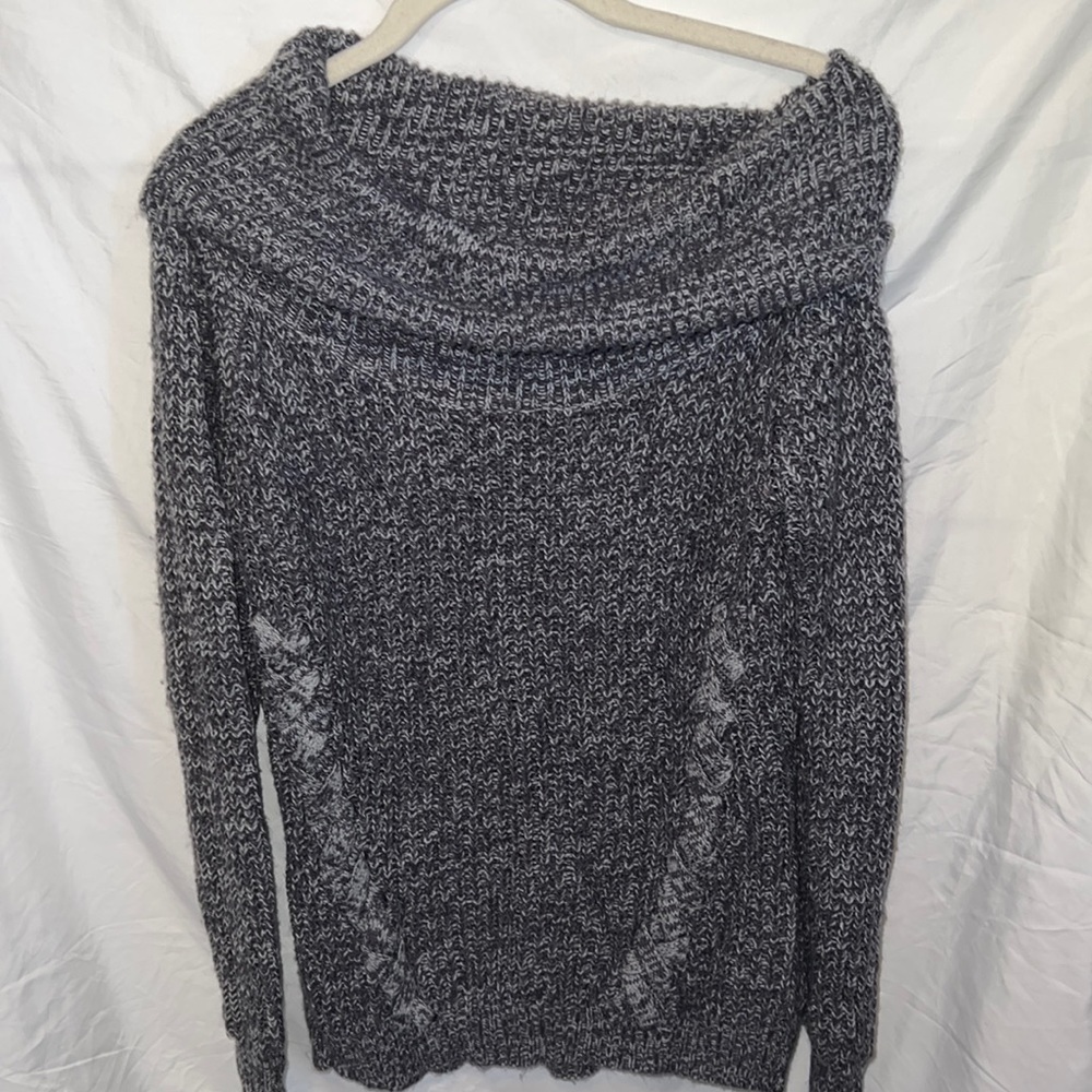 Off the shoulder grey sweater